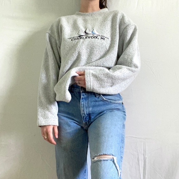 Tops - gray terry cloth crewneck